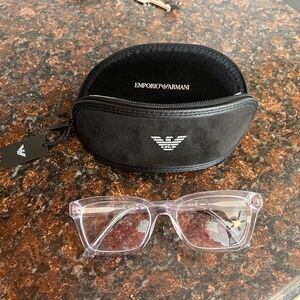 Emporio Armani Eyeglasses White Clear with Soft Case Unisex